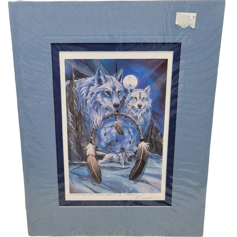 Jody Bergsma Art‎ Card Print 8x10 Blue Wolves Dreamcatcher Nothing Back A Dream